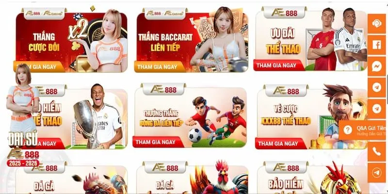 Khuyến mãi Ae888 - Những cơ hội ngập tràn quà tặng hấp dẫn 3 Hàng ngàn khuyến mãi Ae888 siêu đặc biệt đang chờ đón bạn