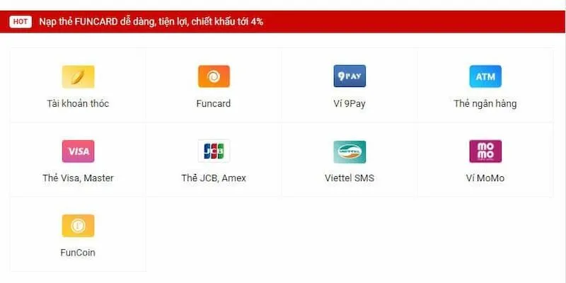 Các cách và phương thức Nạp tiền Ae888
